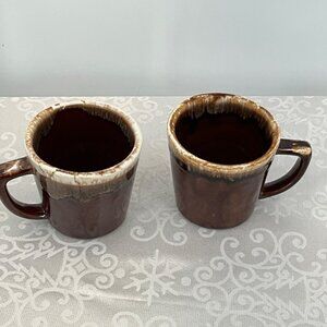 Vintage McCoy USA Brown Drip Coffee Mug and Unmarked Mug